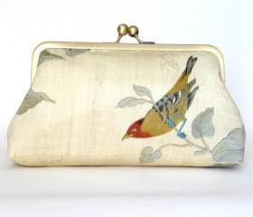 Kisslock Frame Clutch Silk Lined Bird