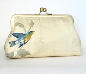 Kisslock Frame Clutch Silk Lined Bird