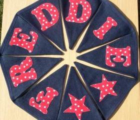 Personalized Bunting Banner- red and white stars