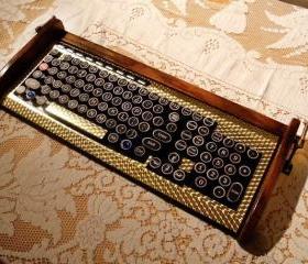 Keyboard Mouse Combo - Antique looking Victorian Styling - Steampunk-Typewriter-Gold