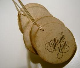 Rustic Wooden Thank You Hang Tags from branch slices