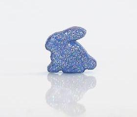 Blue Rabbit Figurine with Pastel Glitter