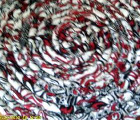 Handmade Black, Red and White 13inch Mat, Trivet, Hot Pad, Centerpiece, Candle, under lamps and plants