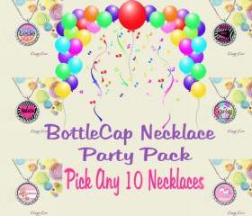 Bottle Cap Party favor Party pack Pick any 10 necklaces 