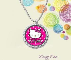 Hello Kitty Personalized Bottle Cap Necklace 