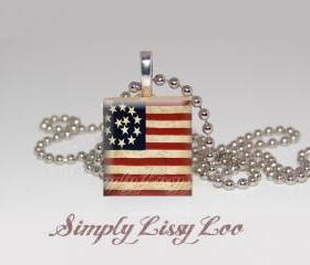 American Flag scrabble Tile Necklace