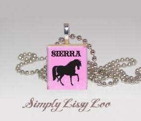 Horse Personalized Scrabble Tile Necklace 