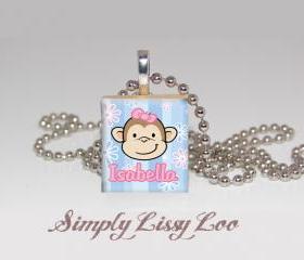 Monkey Personalized Scrabble Tile Necklace