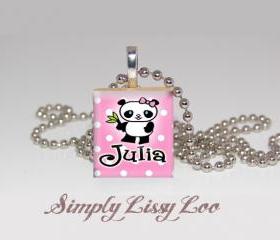 Little Panda Personalized Scrabble Tile Necklace