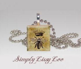 Queen Bee Scrabble Tile Necklace