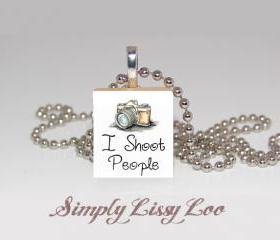 I shoot People Photography Scrabble Tile Necklace