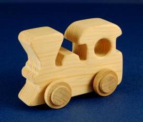 Train Party Favors - Package of 10 Wood Toy Train Engines