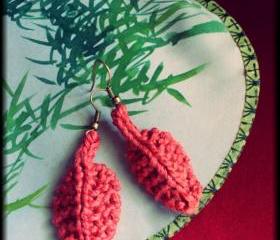 Hand knitted autumn leaf earrings