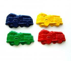 Fire Truck Party Favors - Package of 12 Firetruck Shaped Recycled Crayons