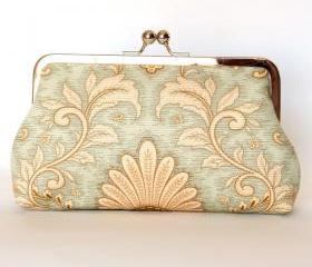 Silk Lined Floral Frame Kisslock Clutch