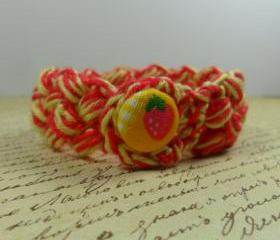Crochet bracelet - red & yellow