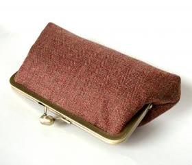 Kisslock Frame Clutch Silk Lined Tweed