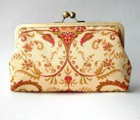 Kisslock Frame Clutch Silk Lined Damask