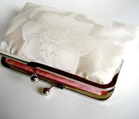 Kisslock Clutch Fine Raw Dupioni Silk Frame Handbag