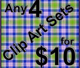 Digital Clip Art - Any 4 Clipart Sets for 10 Dollars Bundle - Save on Tin Teddy Graphics