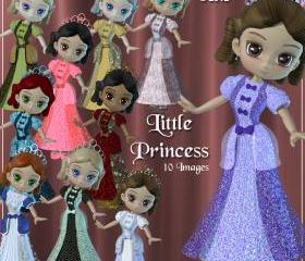Little Princess Digital Clipart - 10 Pretty Girls for Scrapbooking, Birthday Card Making etc With Bonus Custom Just For You