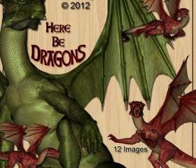 Dragons Digital Clip Art for Scrapbooking, Birthday Card Making, Decoupage and More 12 Images