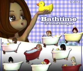 Bathtime Digital Clip Art for Card Making, Scrapbooking, Decoupage and Much More 12 Images