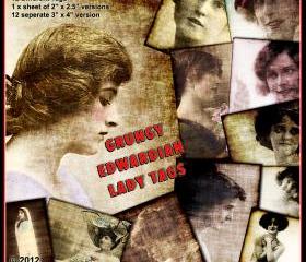 Edwardian Lady Tags - Grungy Digital Collage Sheet and Images Distressed for Crafting