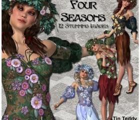 Digital Clip Art - Four Seasons - 12 Stunning Images for Scrapbooking, Birthday Card Making and More