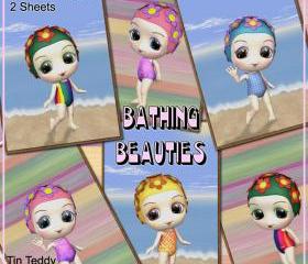 Crafting Tags - Bathing Beauties Tags - 24 Tags For Scrapbooking, Card Making and Other Crafts