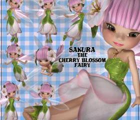 Fairy Digital Clip Art Sakura Cherry Blossom for Scrapbooking, Card Making, Decoupage and More