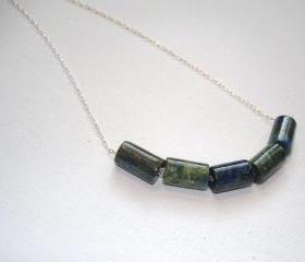 Sterling Silver & Blue-Green Stones Necklace