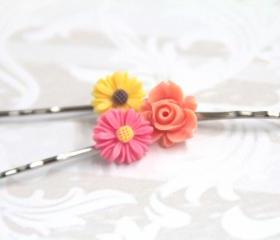 Hair pin Coral Pink Yellow