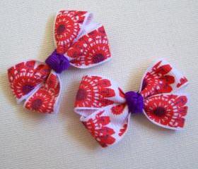 Mini Boutique Bow Pair - White, Red, Purple