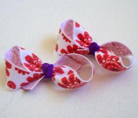 Mini Bow Infinity Loop Pair - White, Red, Purple