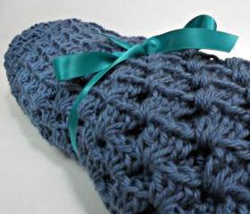 Crochet Baby Blanket Denim Blue
