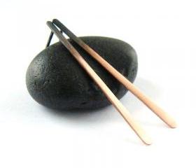 Copper stick earrings . Oxidized ombre minimalist studs