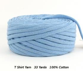 T Shirt Yarn Recycled Upcycled Light Blue 33 Yards Super Bulky