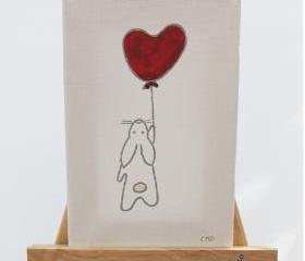 original canvas drawing - love bunny