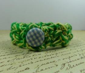 Crochet bracelet - green & yellow