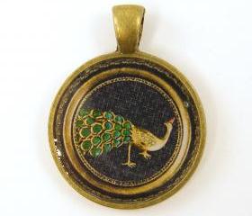 Jewel Pendant - Vintage Peacock Brooch