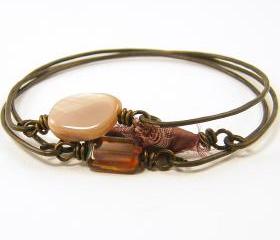 Stackable Bangle Bracelets - Pink Mauve Brown
