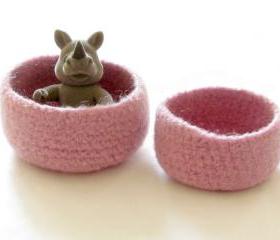 Pink Felted bowl - Spring victorian Pink - Set of two - Cozy gift