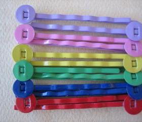 12PCS - Mixed Color Hair Pins - 8MM Round Pad - Jewelry Findings by ZARDENIA