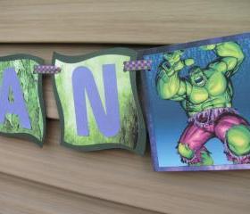 Personalized Incredible Hulk Birthday Banner