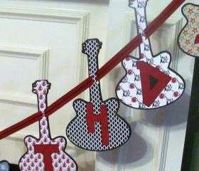 Rock Star Personalized Birthday Banner featuring Guitar Heroes