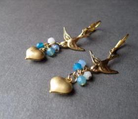 Birds & Hearts Earrings AS SEEN IN Bead Style Magazine