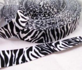 3 Yards 7/8' Zebra Print Ribbon in black & white
