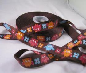 Festive Owl 7/8" Ribbon - 3 Yards