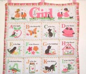 Alphabet Girls Pink Quilted wall hanging ABC